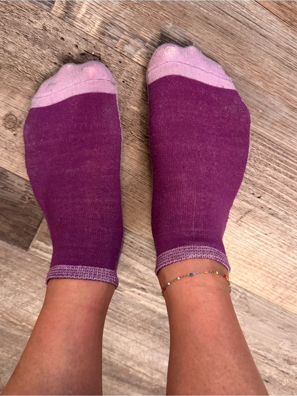 Well worn athletic ankle socks